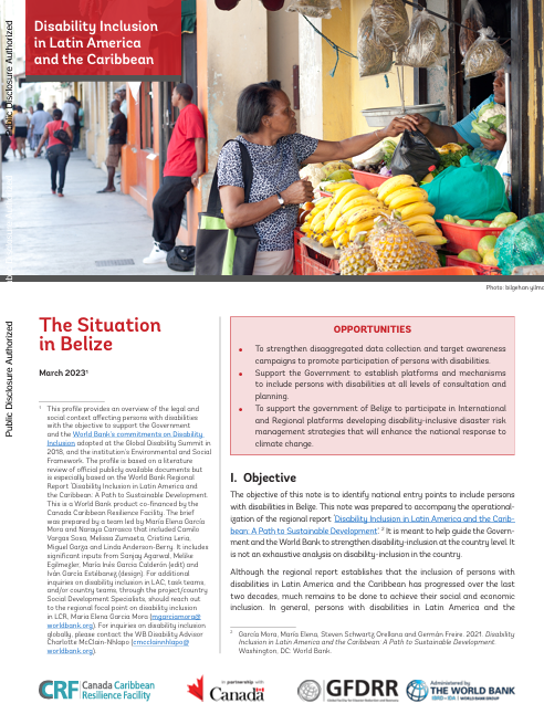 Disability Inclusion in Latin America and the Caribbean. The situation in Belize.